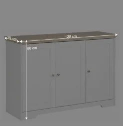 Modern Country Türen-Kommode in Weiß & Eiche - Akedra