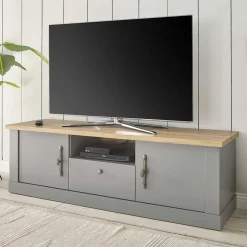 Modern Country TV Board in Lichtgrau & Eiche - Buleta