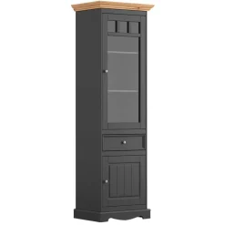 Modern Country Vitrine in Grau & Kiefer - Eromsia