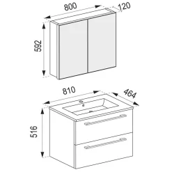 Moderne Badausstattung Hängemöbel - Gloriella (vierteilig)