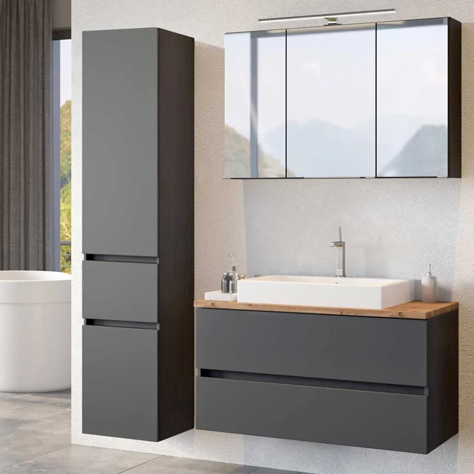 Moderne Badeinrichtung in Dunkel - Noricas I (dreiteilig)