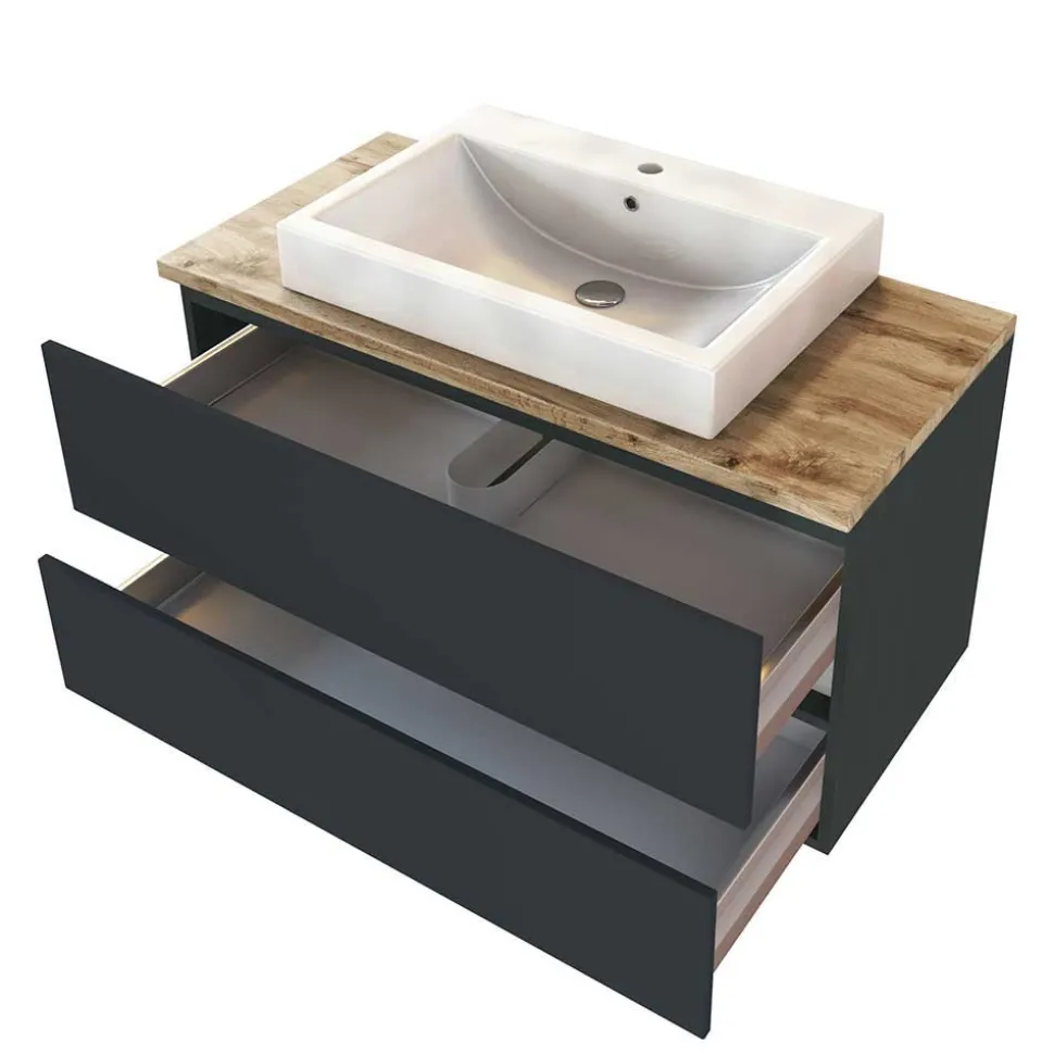 Moderne Badeinrichtung in Dunkel - Noricas I (dreiteilig)