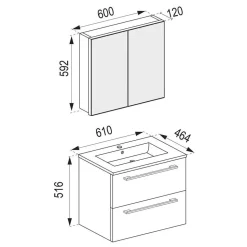 Moderne Badezimmermöbel in Schwarz - Gloriella (vierteilig)