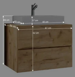 Moderne Badmöbel im Holzlook - Toulon (vierteilig)