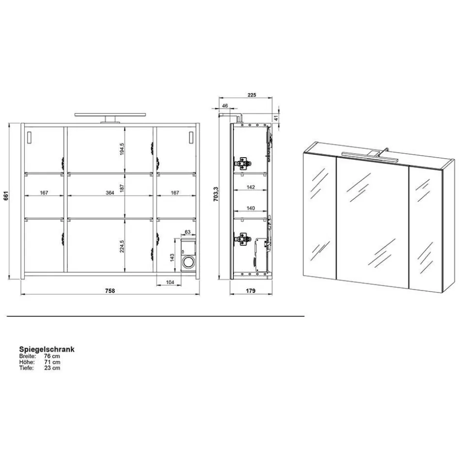 Moderne Badmöbel zweifarbig - Aspariavo (dreiteilig)