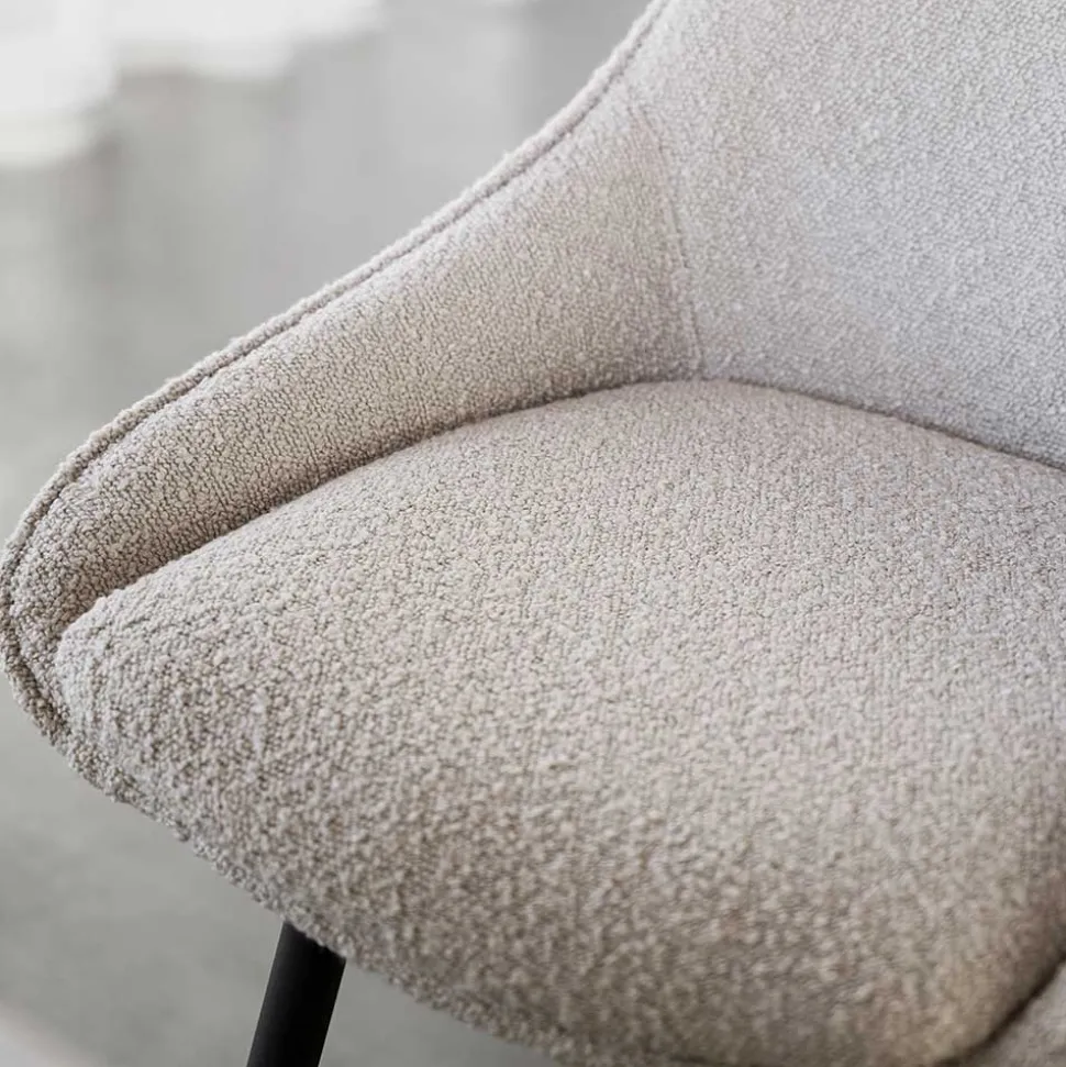 Moderne Boucle Barstühle in Beige - Alberta (2er Set)