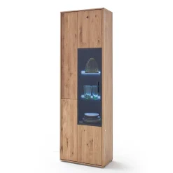 Moderne Echtholz Vitrine aus Eiche Massivholz - Assela