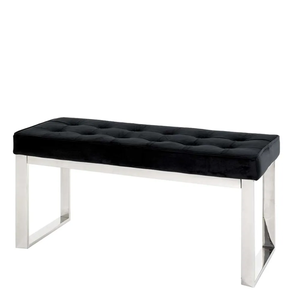 Moderne Edelstahl Bank mit Samt Polsterung - Mariah