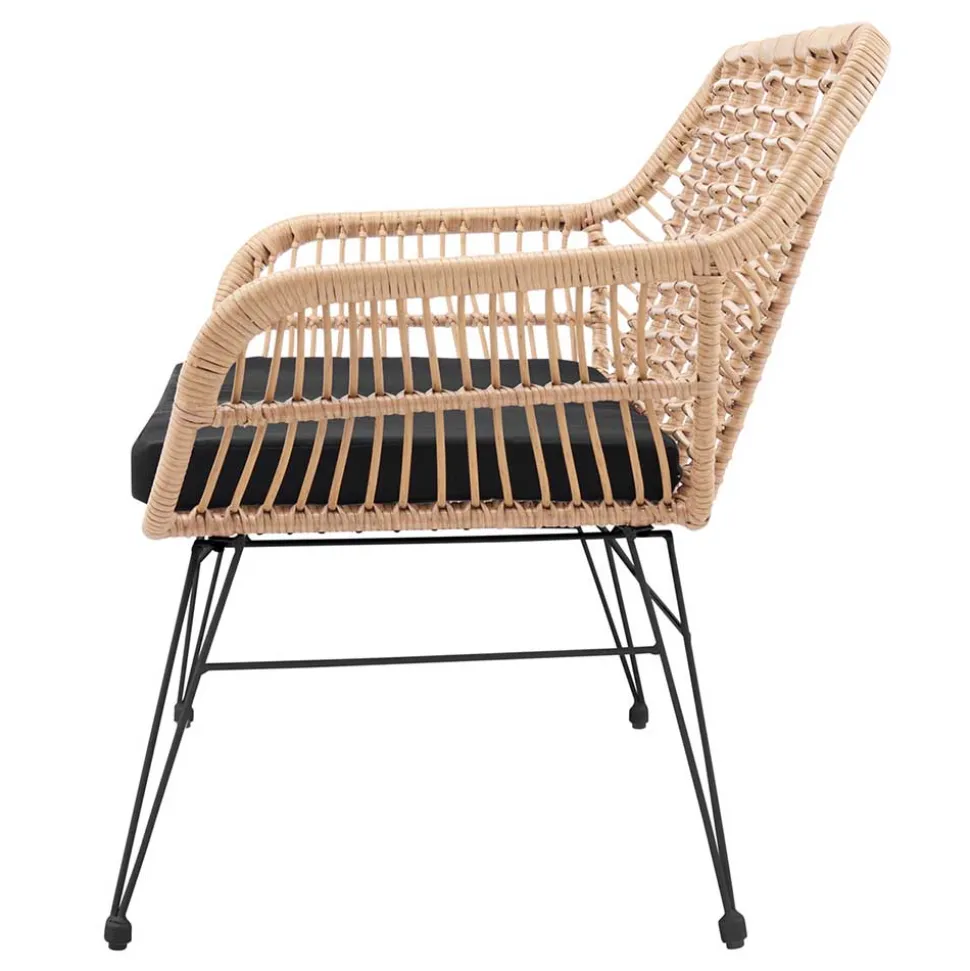 Moderne Geflechtbank aus Kunstrattan & Metall - Prismo