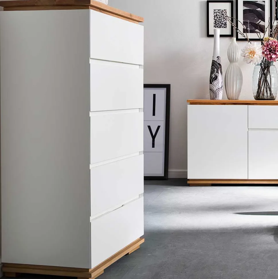 Moderne Hochkommode in Weiß - Vangels