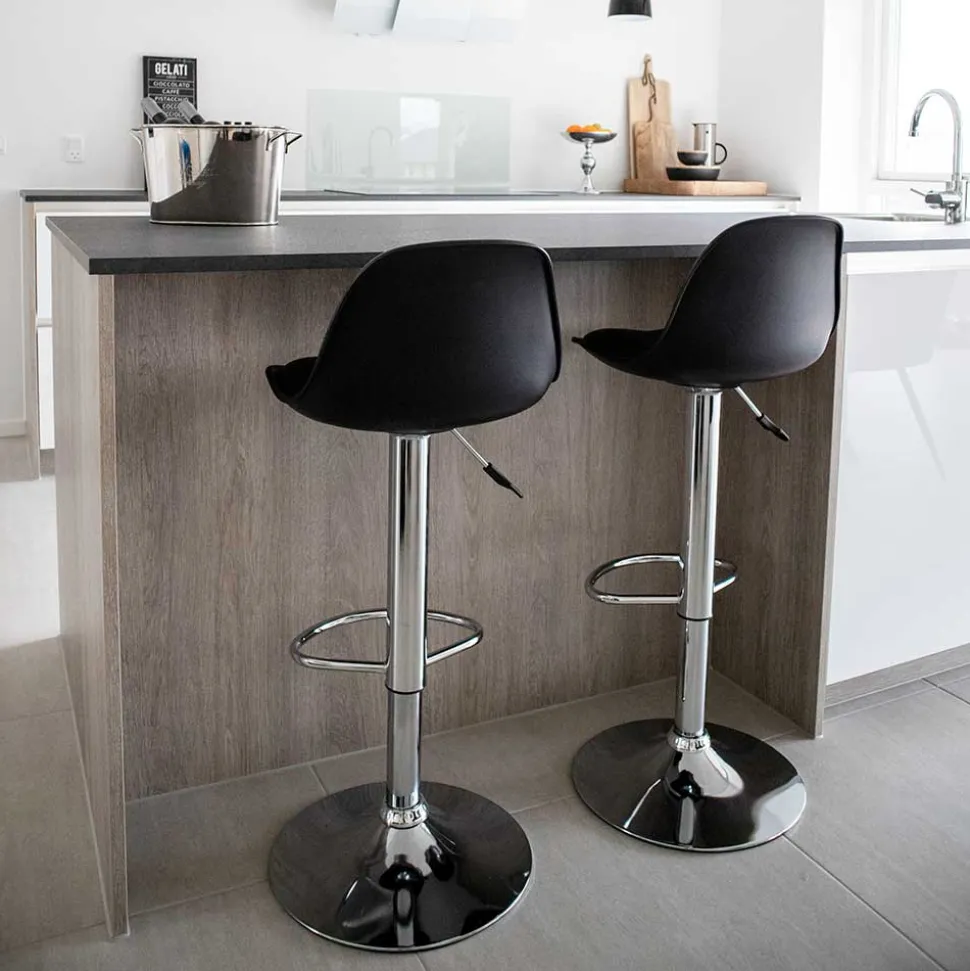Moderne Kunstleder Barstühle in Schwarz - Ekino (2er Set)