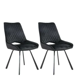 Moderne Samtstühle in Schwarz - Celloma (2er Set)
