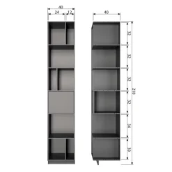 Moderne Schrankwand in Schwarz - Niwidus (fünfteilig)