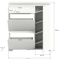 Moderne Schuh-Kombikommode in Weiß - Dany