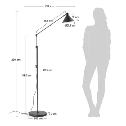 Moderne Stahl Stehleuchte in Schwarz - Anjona