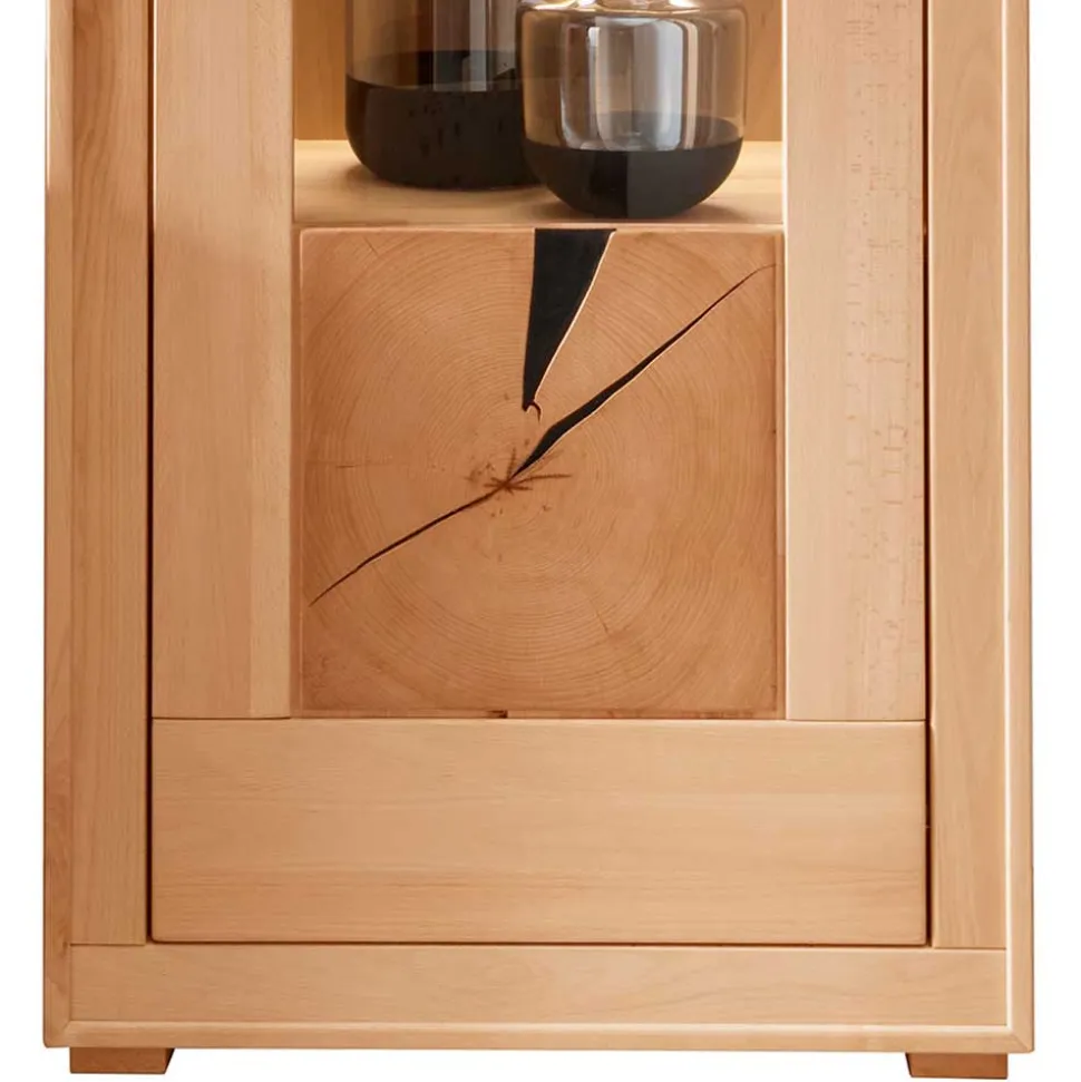 Moderne 1-türige Vitrine aus Kernbuche geölt - Sarosca