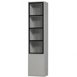 Moderne Vitrine in Hellgrau mit Schwarz - Giorno