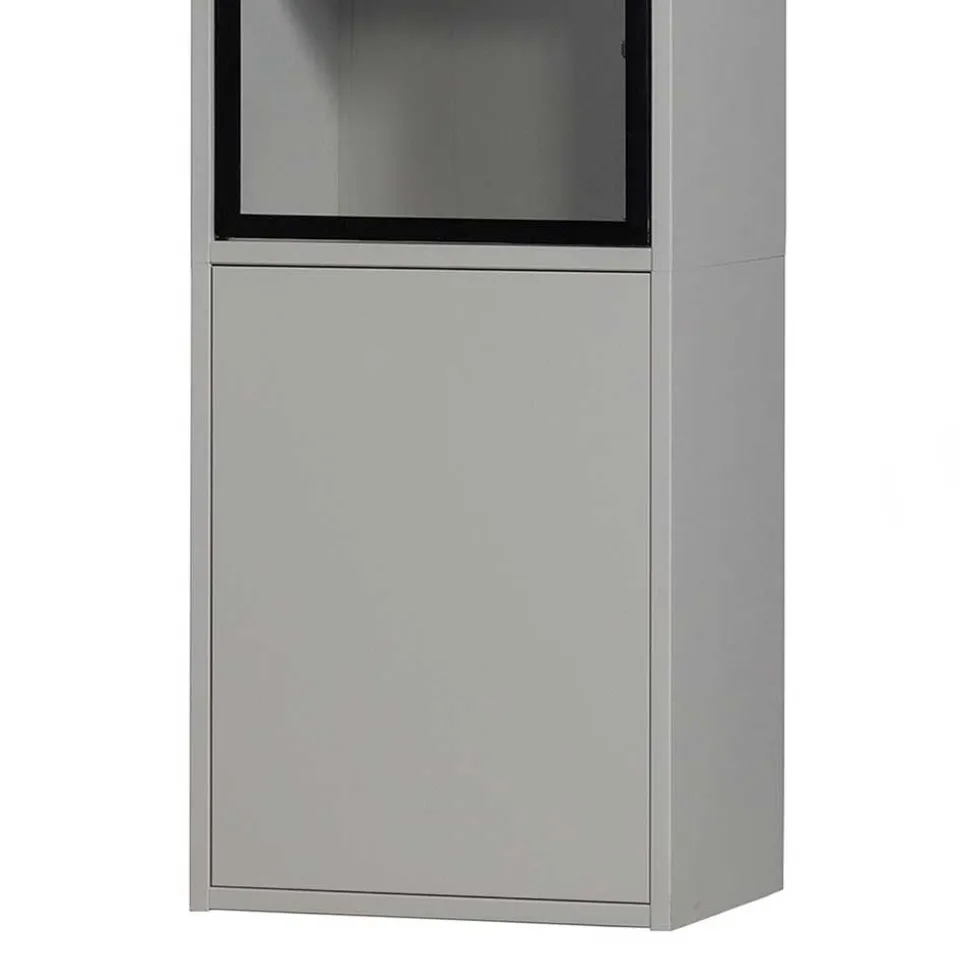 Moderne Vitrine in Hellgrau mit Schwarz - Giorno