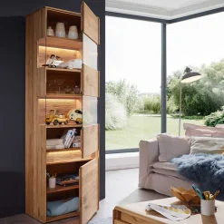 Moderne Wildeiche Vitrine 63x207x43 cm - Acmida