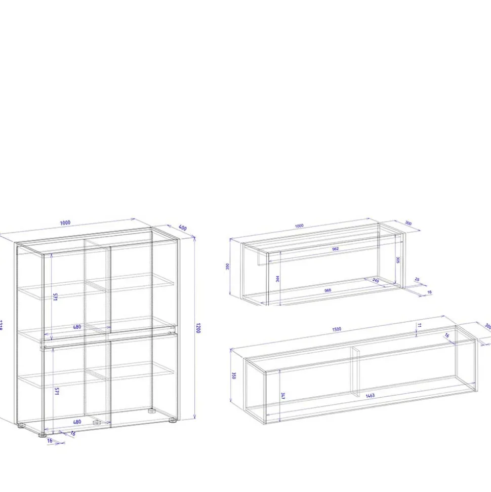 Moderne Wohnzimmereinrichtung Schrank Set - Nonessia (dreiteilig)