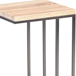 Moderner Beistelltisch in Sonoma Eiche Helma mit Metall Edelstahloptik