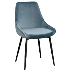 Moderner Esstischstuhl in Blau Samt - Elisa (2er Set)