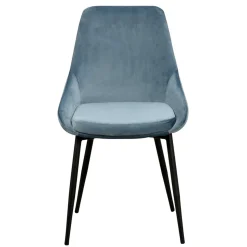 Moderner Esstischstuhl in Blau Samt - Elisa (2er Set)
