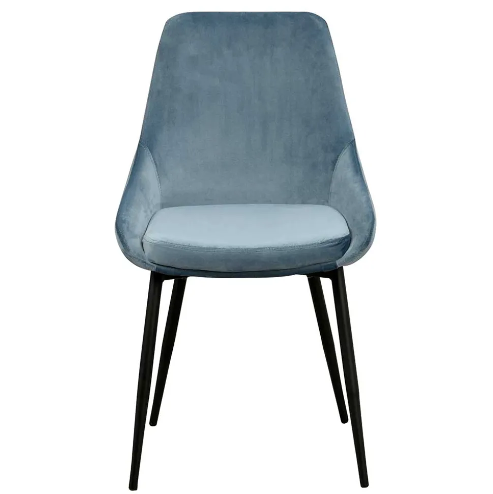 Moderner Esstischstuhl in Blau Samt - Elisa (2er Set)