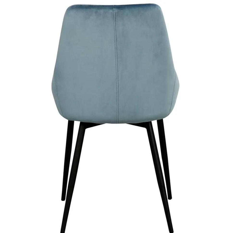 Moderner Esstischstuhl in Blau Samt - Elisa (2er Set)