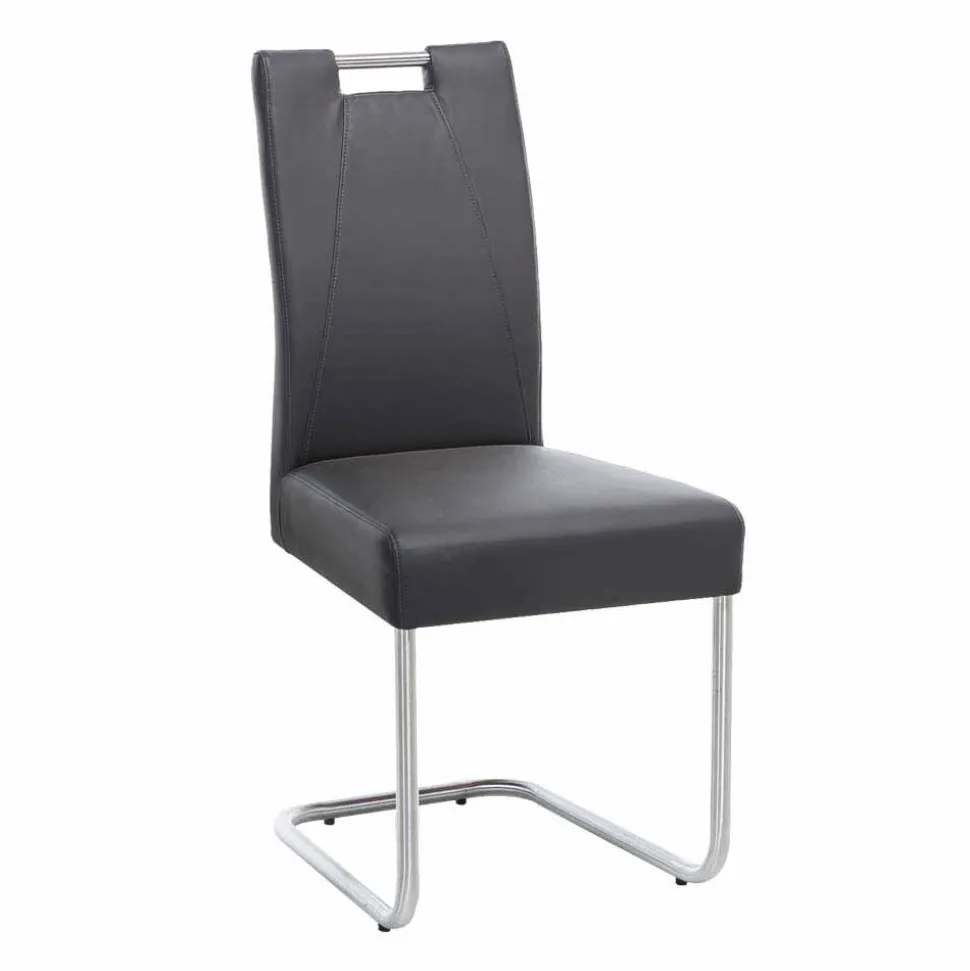 Moderner Freischwinger Rumona in Kunstleder und Edelstahl (2er Set)