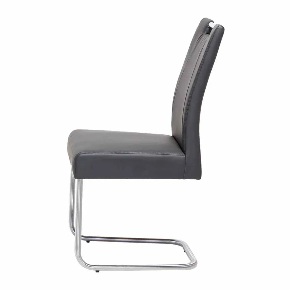 Moderner Freischwinger Rumona in Kunstleder und Edelstahl (2er Set)