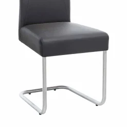 Moderner Freischwinger Rumona in Kunstleder und Edelstahl (2er Set)