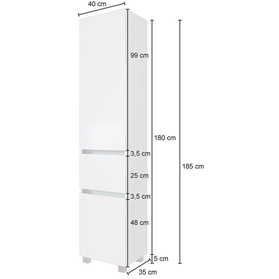 Moderner Hochschrank fürs Bad 40x180x35 cm - Misbonas
