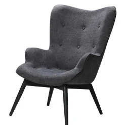 Moderner Kaminsessel in Dunkelgrau Stoff - Bataia