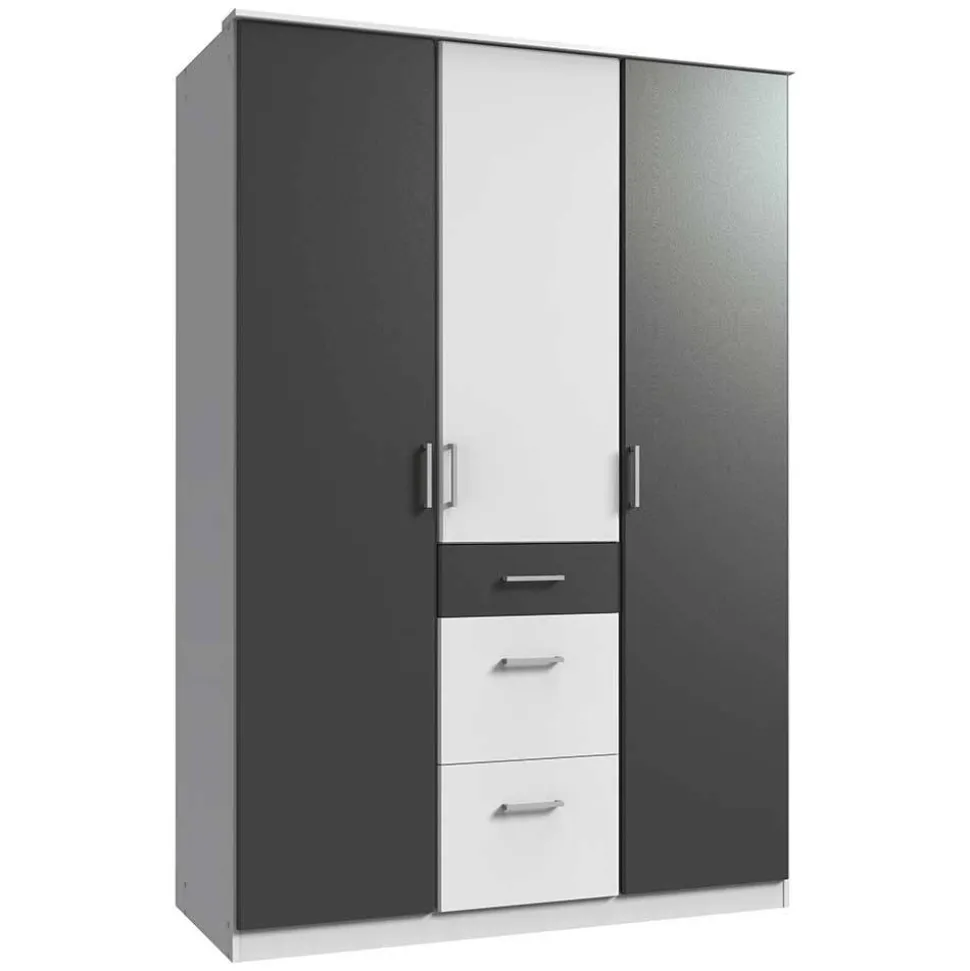 Moderner Kleiderschrank in Weiß mit Dunkelgrau - Vanila