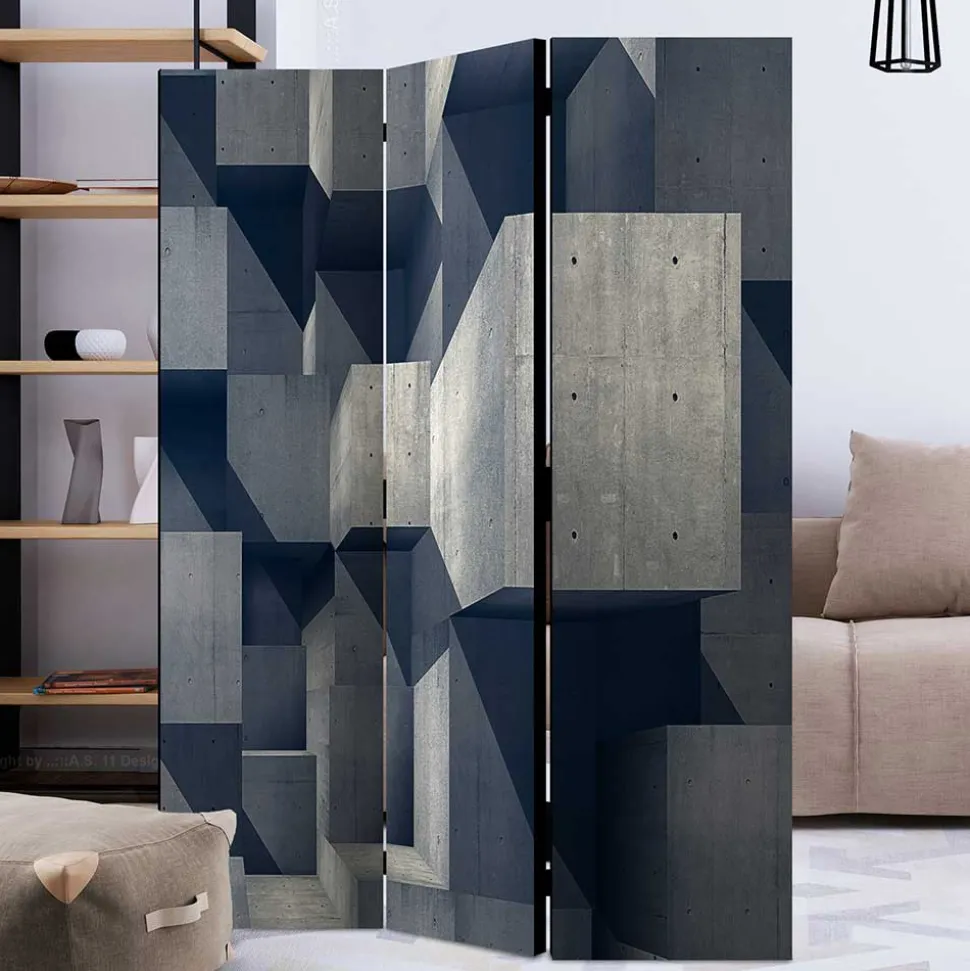 Moderner Paravent mit Beton Quader Motiv - Cosmonata