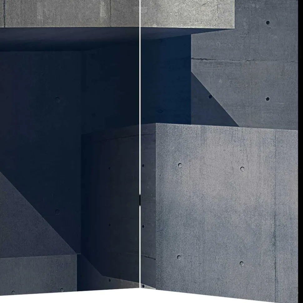 Moderner Paravent mit Beton Quader Motiv - Cosmonata