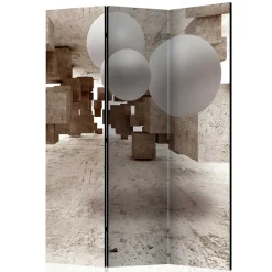 Moderner Paravent mit Druck in Hellbraun Grau - Genza