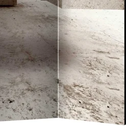 Moderner Paravent mit Druck in Hellbraun Grau - Genza