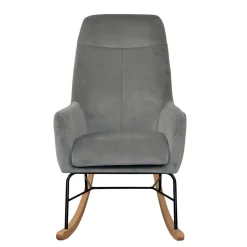 Moderner Schaukelstuhl aus Samt in Grau - Cenka