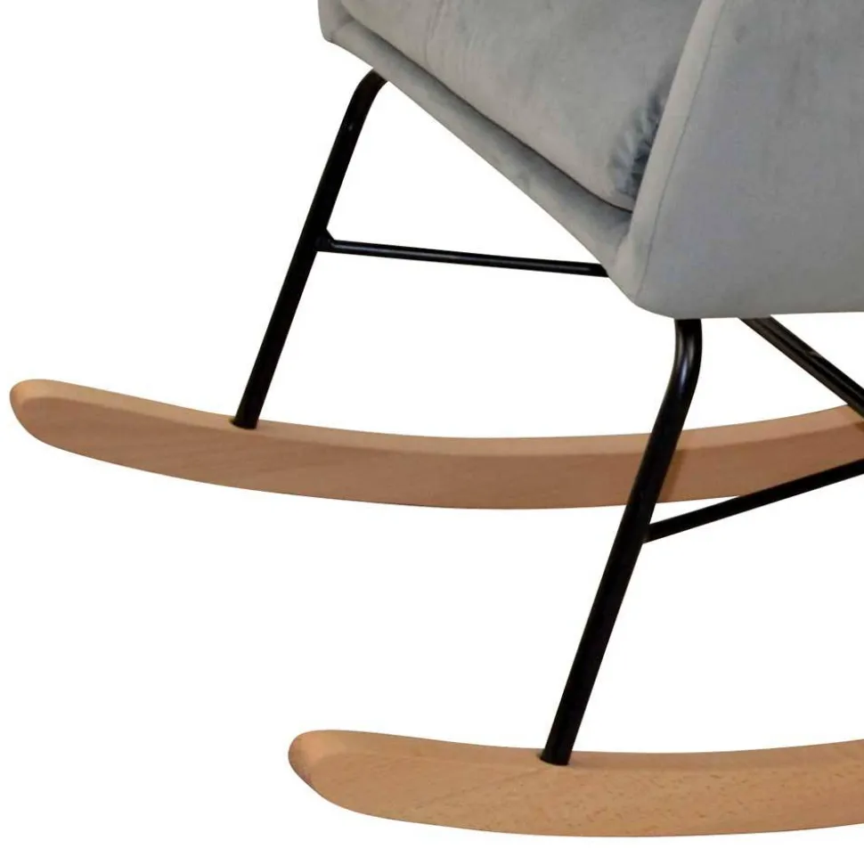 Moderner Schaukelstuhl aus Samt in Grau - Cenka