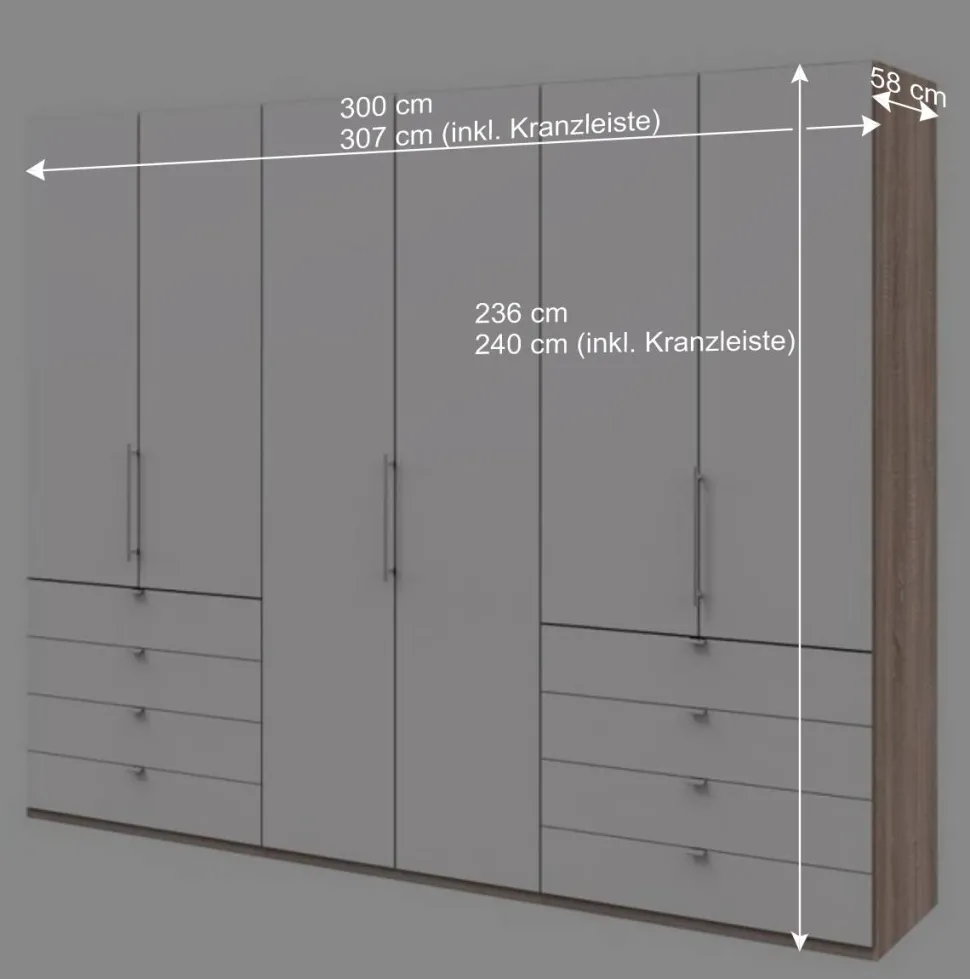 Moderner Schlafzimmerschrank in Weiß & Eiche sägerau - Vaclyn