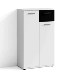 Moderner Schuhschrank in Weiß mit Schwarz - Massa