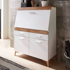 Moderner Sekretär in Weiß & Eiche Optik - Bistrita