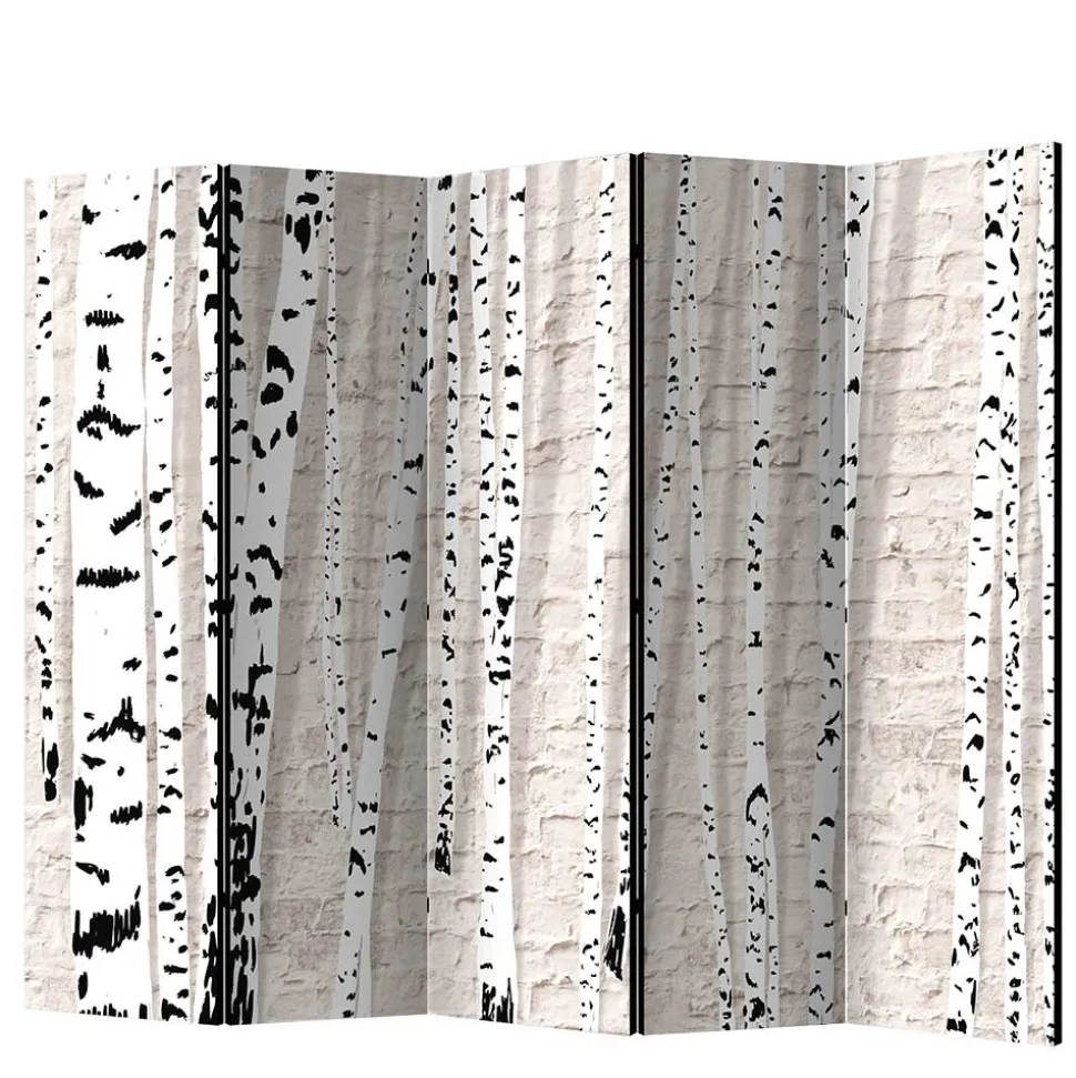 Moderner Skandi Paravent mit Birken & Mauer - Aron