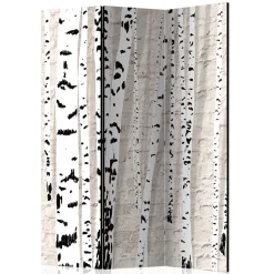 Moderner Skandi Paravent mit Birken & Mauer - Aron