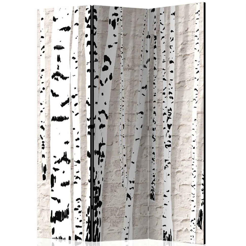Moderner Skandi Paravent mit Birken & Mauer - Aron