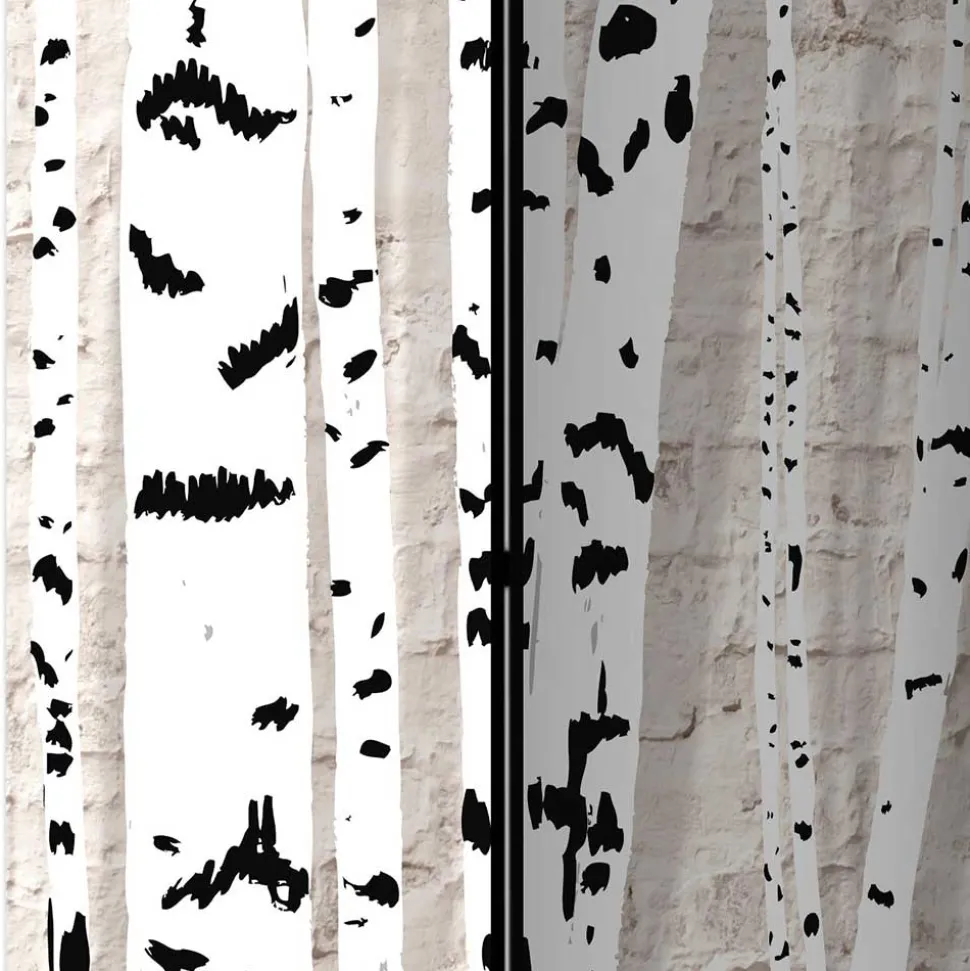 Moderner Skandi Paravent mit Birken & Mauer - Aron