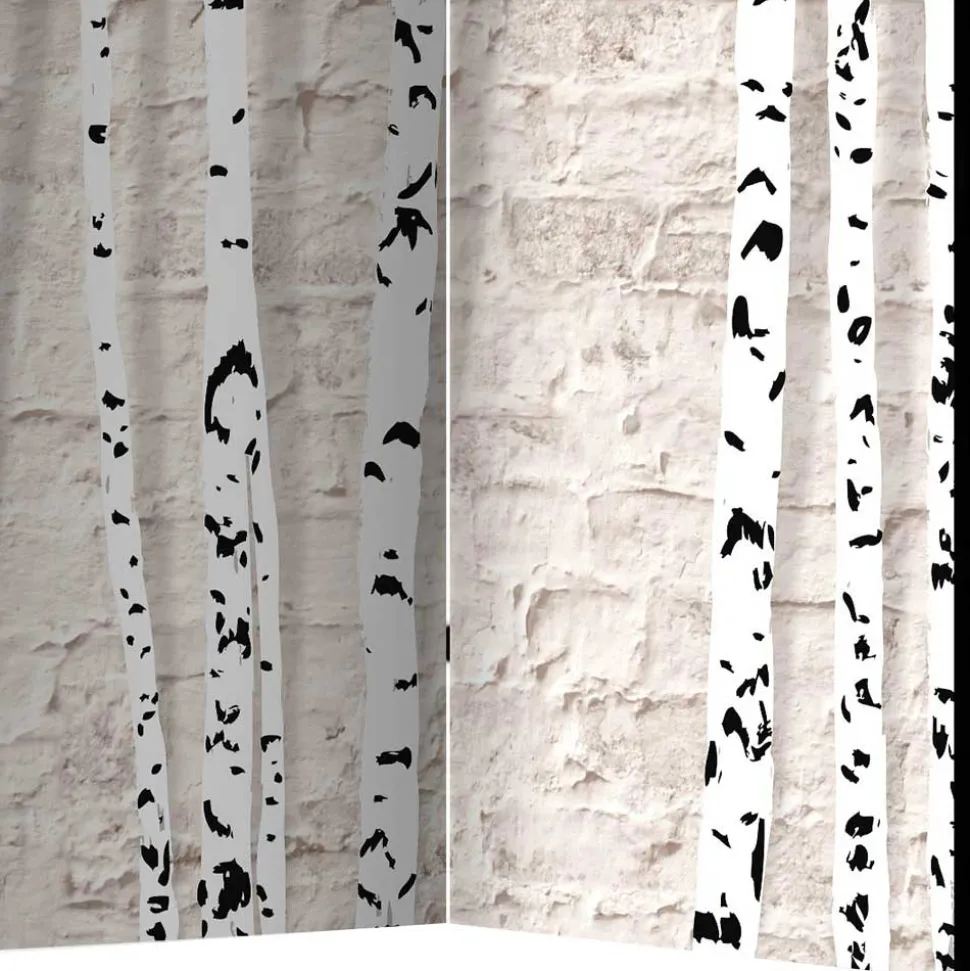 Moderner Skandi Paravent mit Birken & Mauer - Aron