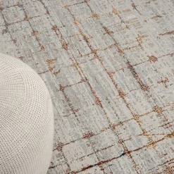 Moderner Teppich in Hellgrau & Terracotta - Ropez